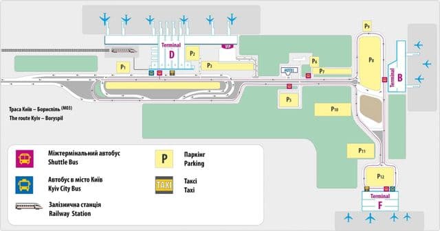 Plan des terminaux aéroport de Kiev
