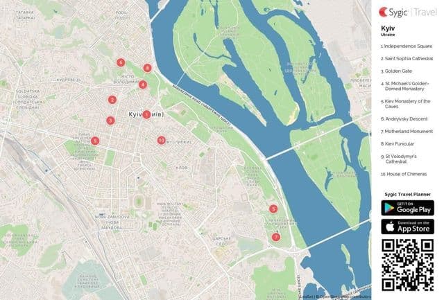 Plan des attractions de Kiev
