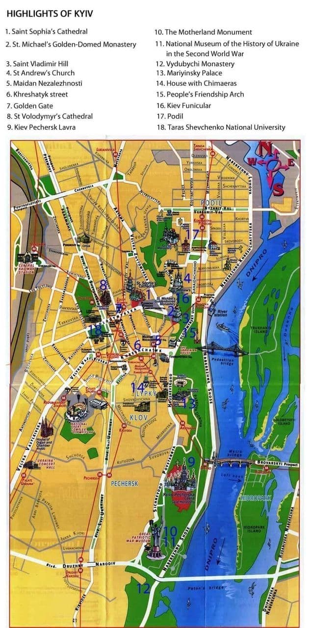 Plan des monuments de Kiev