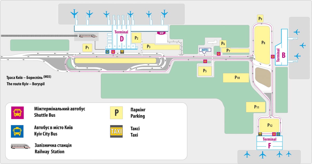 Plan des terminaux aéroport de Kiev