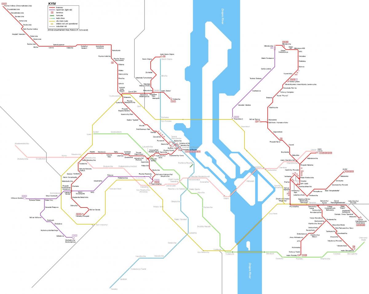 Plan des stations de tramway de Kiev