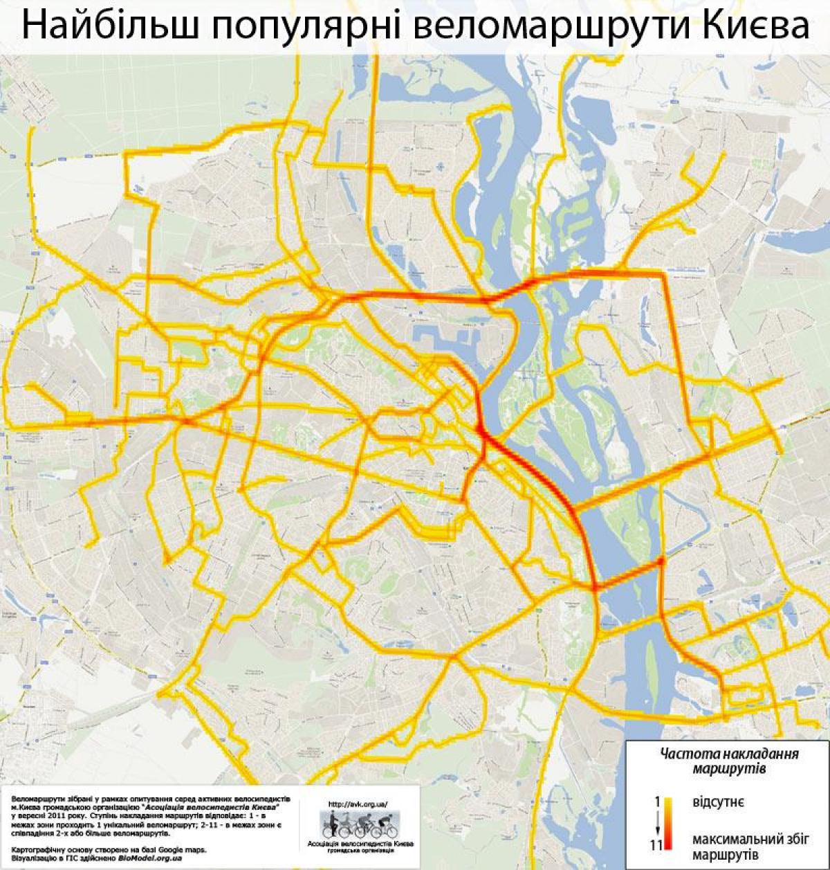 Plan des pistes cyclables de Kiev